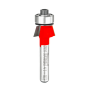 Freud bevel trim bit with red cutting head, silver metal shaft, and ball bearing guide.