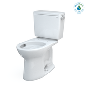 Toto Drake Two Piece Elongated 10 Inch Rough in Tornado Flush Universal Height Toilet with CEFIONTECT and Right Hand Lever 1.28 GPF Less Seat in Cotton White