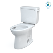 Toto Drake Two Piece Elongated 10 Inch Rough in Tornado Flush Universal Height Toilet with CEFIONTECT and Right Hand Lever 1.28 GPF Less Seat in Cotton White