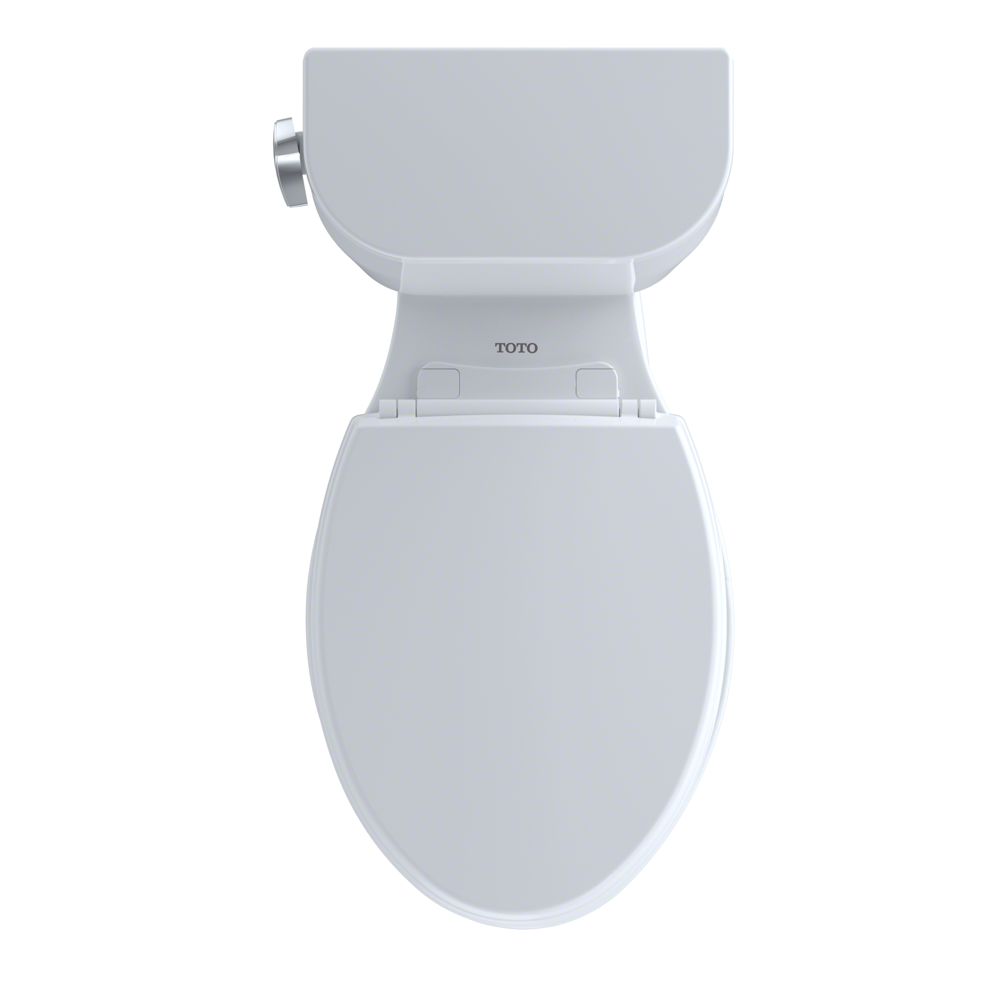 Toto Entrada two-piece elongated toilet in light gray with tank and bowl assembly shown from above.