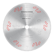 Freud LU2C20 350mm circular saw blade with carbide-tipped teeth and center arbor hole, viewed straight on.