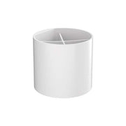 Matte white cylindrical wall-mounted tumbler with interior divider for toothbrushes or toiletries.