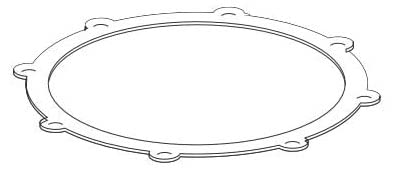 Circular rubber gasket with evenly spaced mounting tabs around the perimeter.