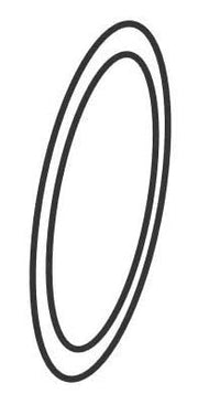 Two nested black rubber gasket rings on white background.