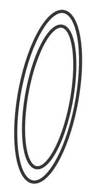 Two nested black rubber gasket rings on white background.