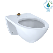 Toto Elongated Wall-Mounted Flushometer Toilet Bowl with Top Spud, Cotton White - CT708U#01