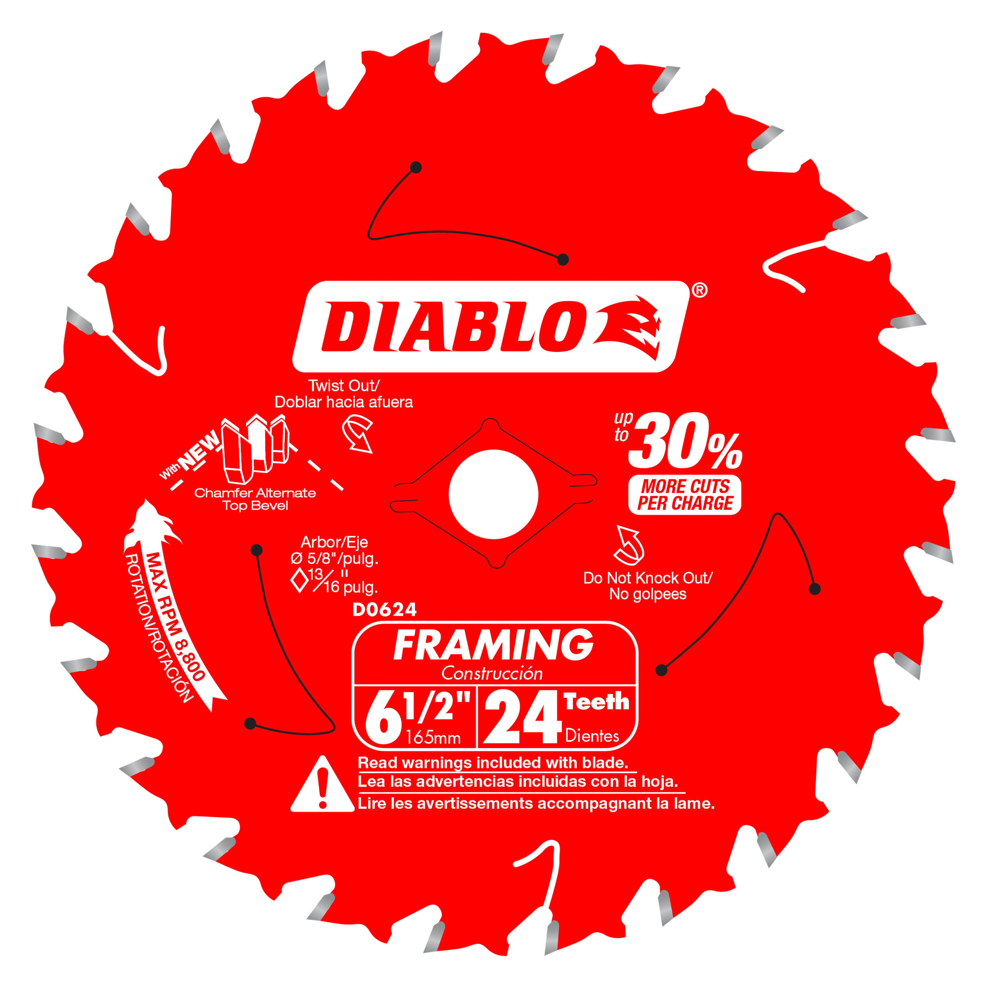 Diablo D0624X3 6-1/2 in. x 24-Tooth Framing Saw Blade Pro Bulk Pack (3-Pack)