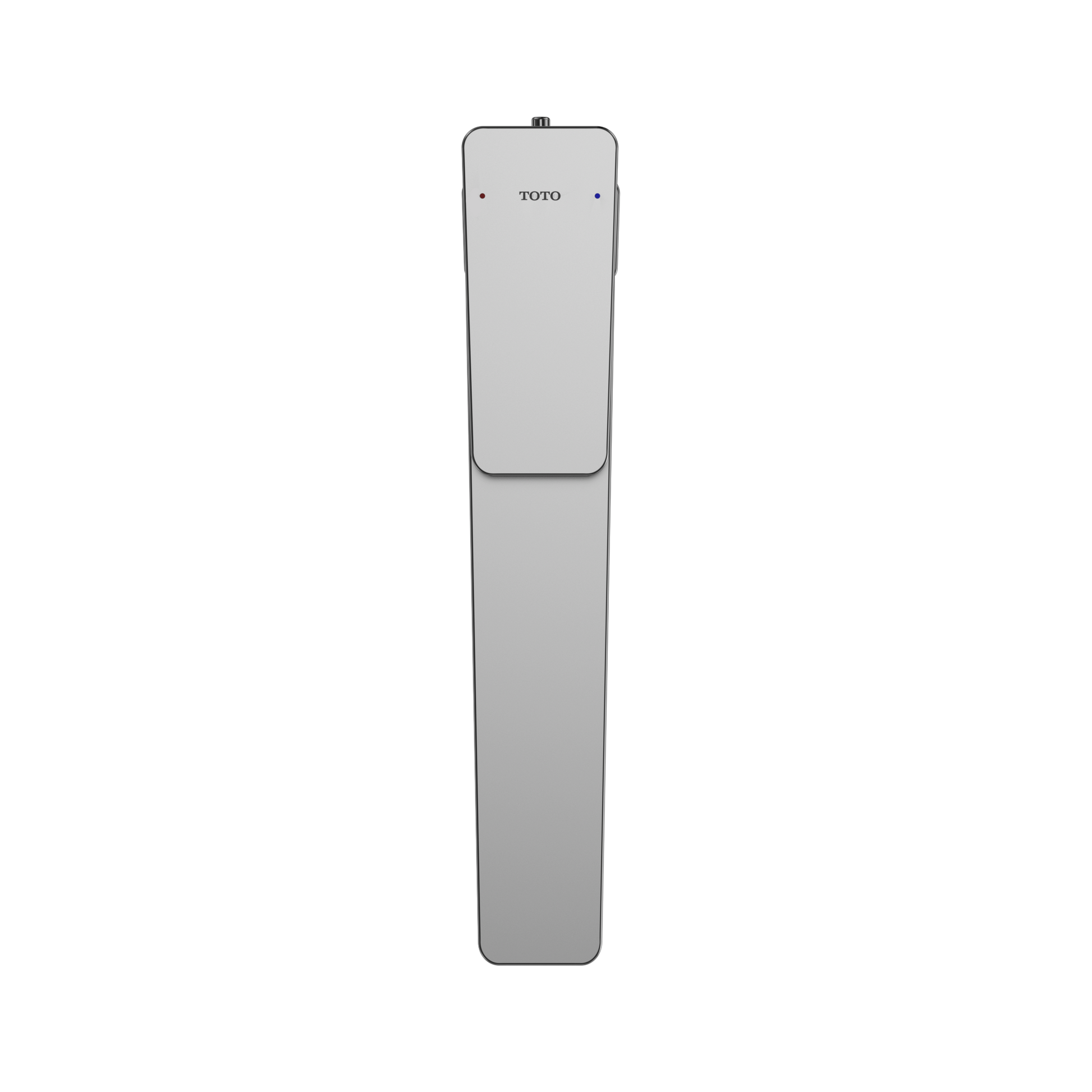 Tall polished chrome single-handle bathroom sink faucet with rounded rectangular body and TOTO branding.