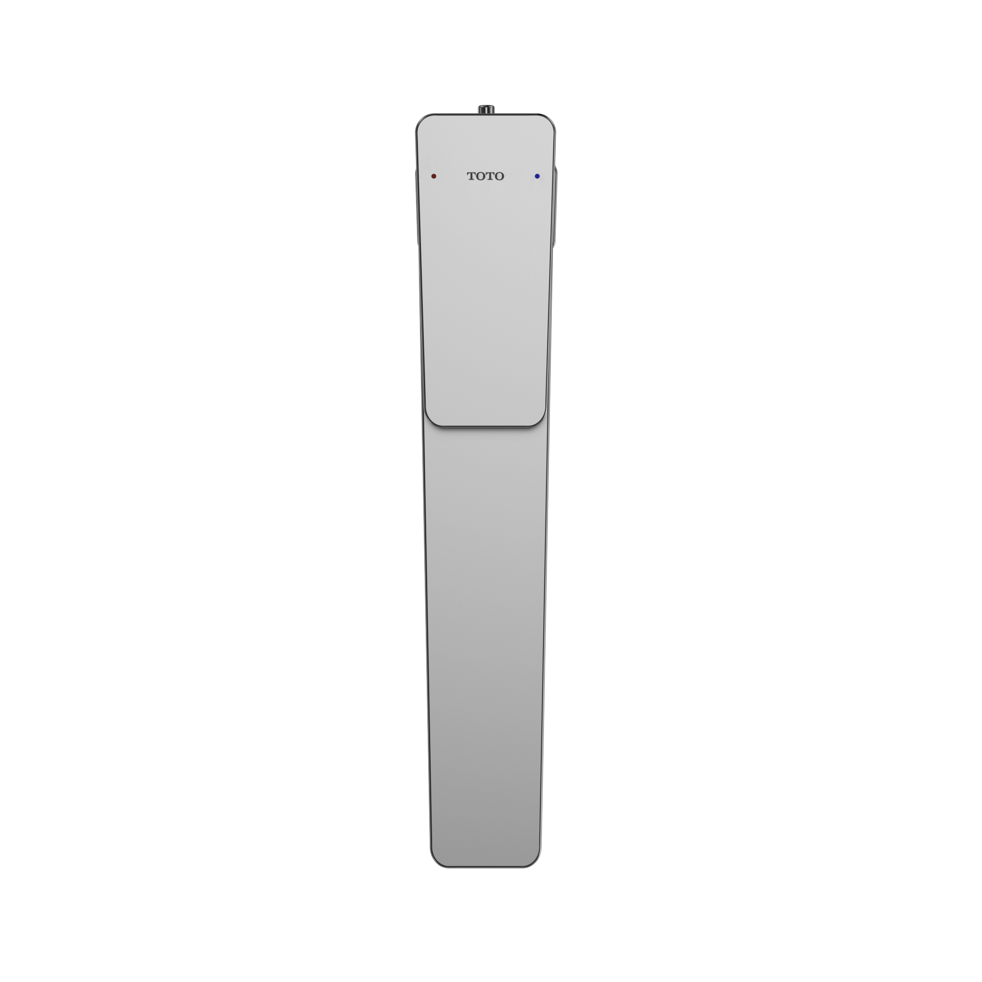 Tall polished chrome single-handle bathroom sink faucet with rounded rectangular body and TOTO branding.