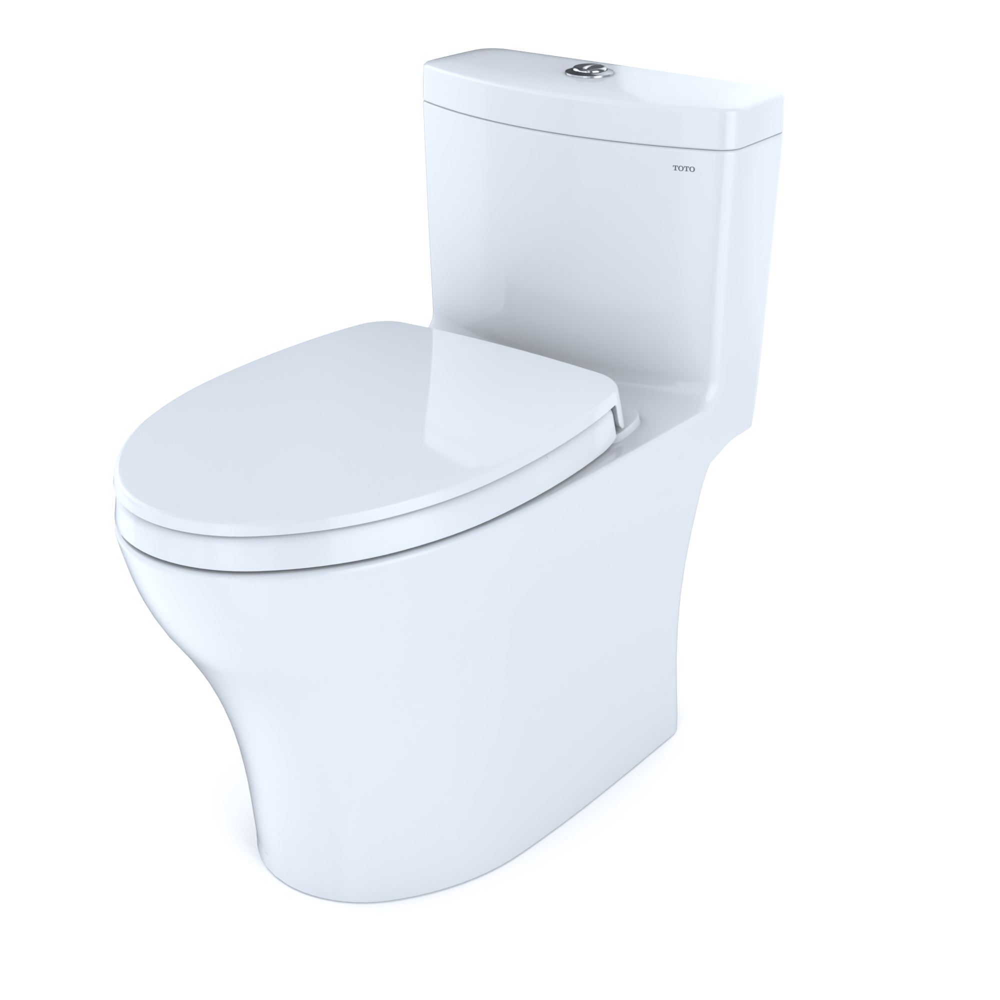 Toto Aquia IV One Piece Elongated Universal Height Toilet with CEFIONTECT Dual Flush 0.9 and 1.28 GPF with SS124 SoftClose Seat in Cotton White