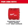 Red Milwaukee retractable starter bit with large arbor and mounting hardware on white background.