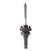 Milwaukee BIG HAWG hole saw with carbide teeth and arbor shaft against white background.