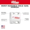 Milwaukee 3-1/4" bi-metal hole saw with arbor and packaging box displayed.
