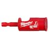 Red Milwaukee diamond hole saw with 3/4" size marking and cylindrical bit attachment.