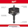 Milwaukee Shockwave impact hole saw with 7/8 inch black metal cutting head and hexagonal shank attachment.