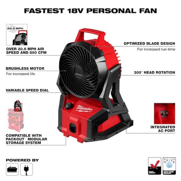 Milwaukee M18 Brushless PACKOUT Fan - 0818-20