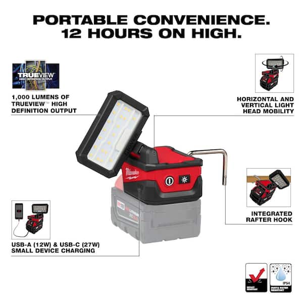Milwaukee M18 ROVER Compact Folding Flood Light w/ USB Charging - 2359-20
