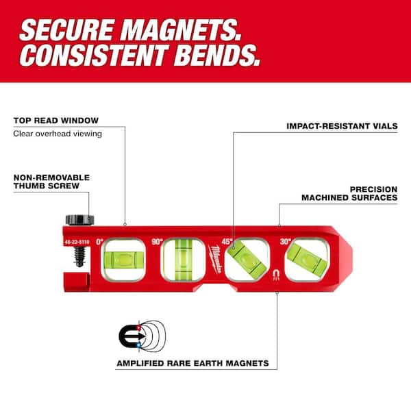 Milwaukee 6.5 inch Pipe Lock Billet Torpedo Level - 48-22-5110