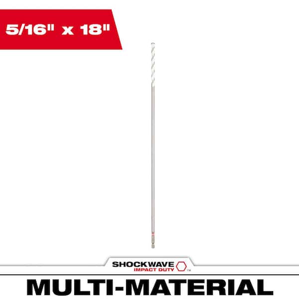 Milwaukee SHOCKWAVE Impact Duty 5/16 by 18 inch Carbide Bellhanger Multi-Material Drill Bit - 48-20-8862