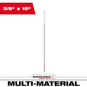 Milwaukee SHOCKWAVE Impact Duty 3/8 by 18 inch Carbide Bellhanger Multi-Material Drill Bit - 48-20-8864