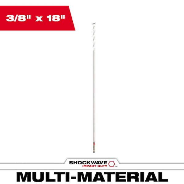 Milwaukee SHOCKWAVE Impact Duty 3/8 by 18 inch Carbide Bellhanger Multi-Material Drill Bit - 48-20-8864