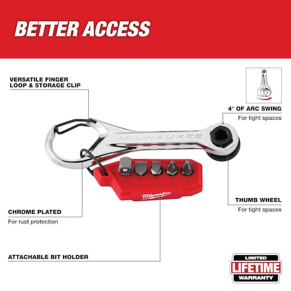 Milwaukee 7 in 1 Multi-Bit Mini Ratchet - 48-22-2950