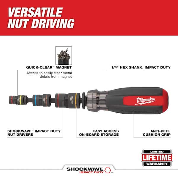 Milwaukee Multi-Nut Driver w/ SHOCKWAVE Impact Duty (Flip) Magnetic Nut Drivers - 48-22-2921