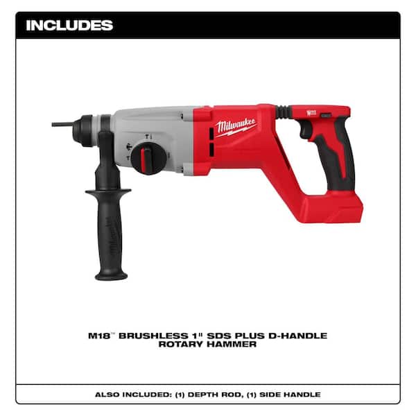 Milwaukee M18 Brushless 1 inch SDS Plus D-Handle Rotary Hammer - 2613-20
