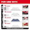 Milwaukee FASTBACK 6-in-1 folding utility knife with red handle and integrated tool storage displayed with product features d