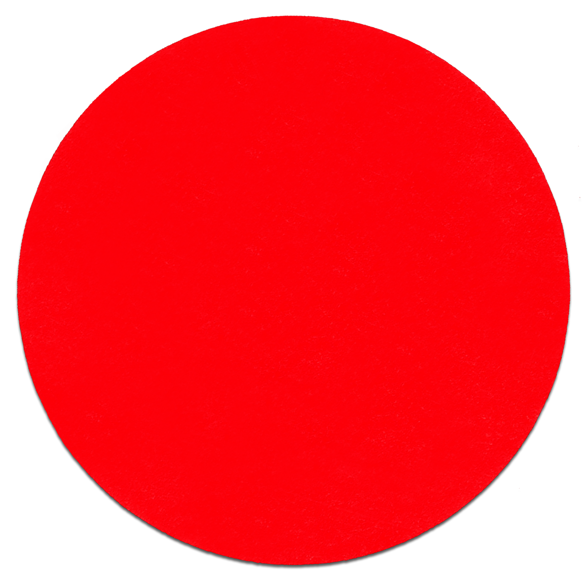 Red circular sanding disc, 5 inches diameter, 120 grit fine abrasive surface.