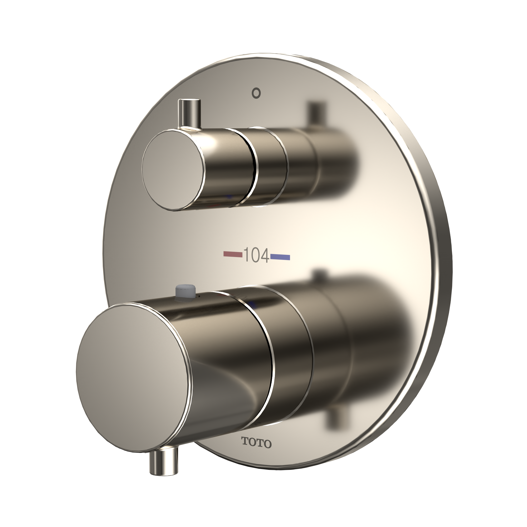Toto Round Thermostatic Mixing Valve With Two-Way Diverter Shower Trim, Polished Nickel