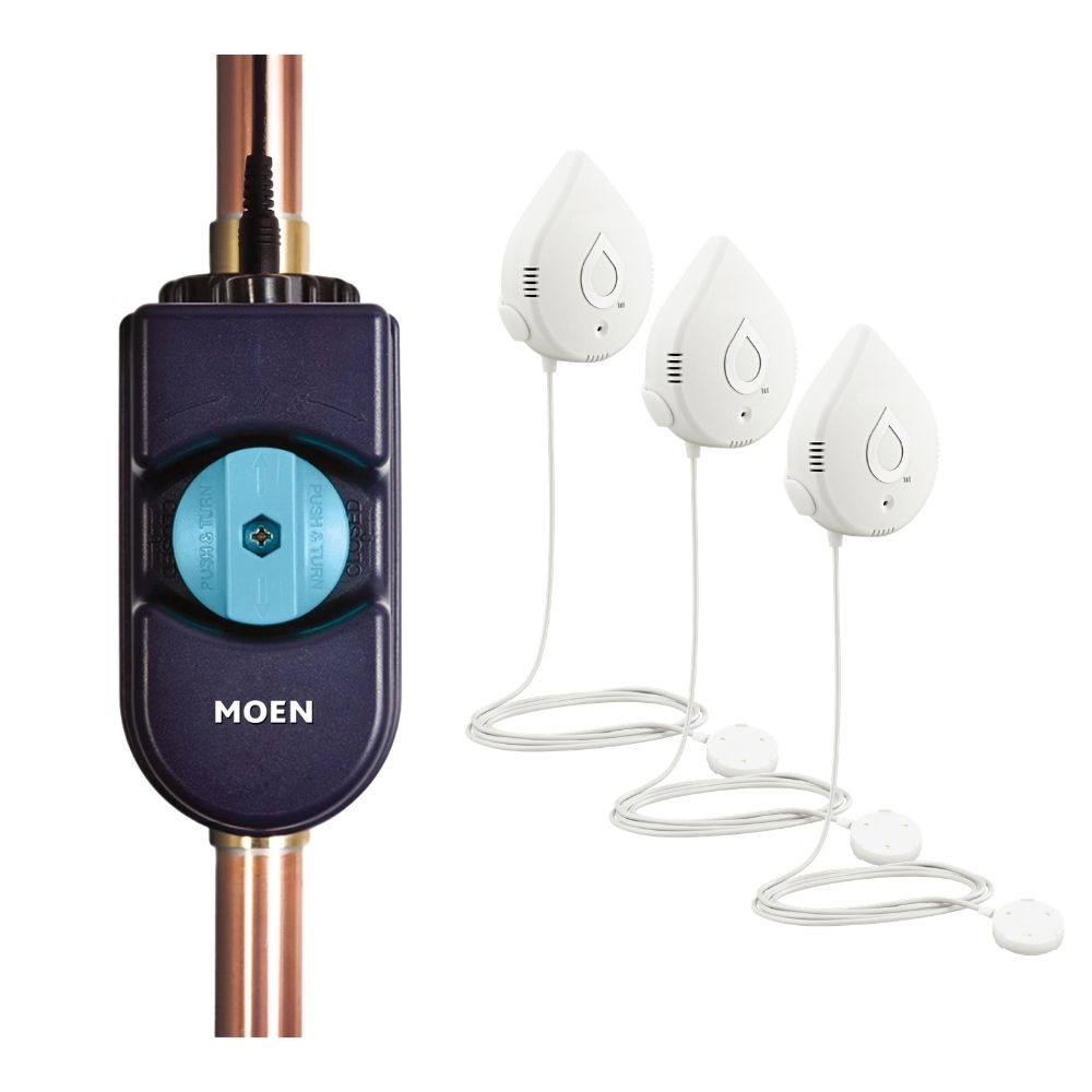 Moen Flo 1 in. Smart Water Monitor and Automatic Water Shutoff Valve with Smart Water Detector (3-Pack)