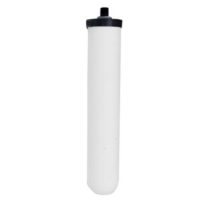 White cylindrical water filter cartridge with black cap and connector top.