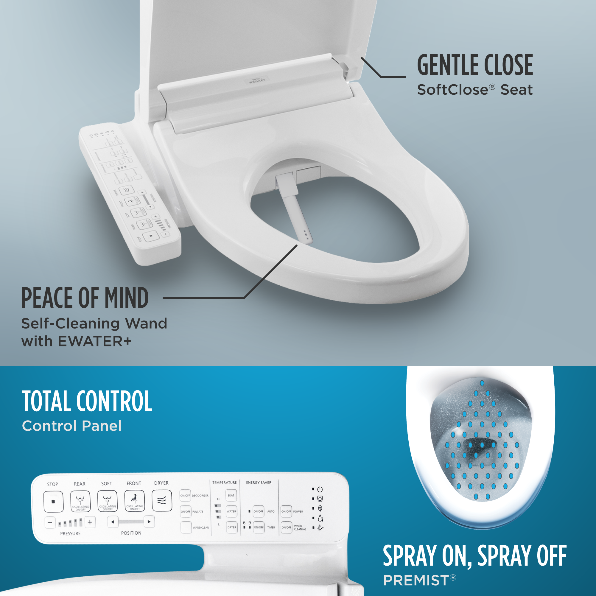 Toto C2 Bidet Seat with Attached Remote and Auto Flush Ready - Elongated in Cotton White