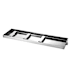 Stainless steel rectangular condensation pan with black mounting brackets on ends.