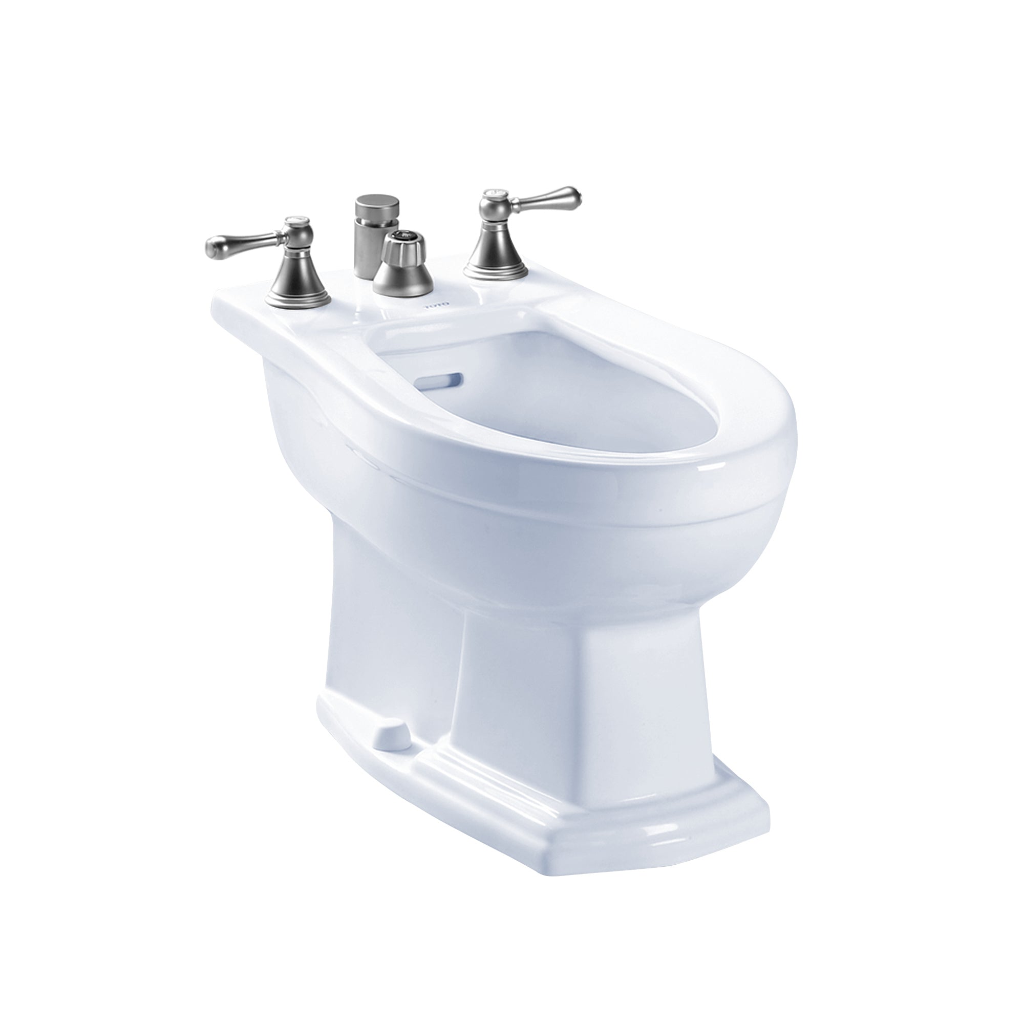 Toto Clayton Deck Mount Vertical Spray Flushing Rim Bidet, Cotton White