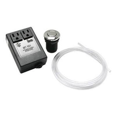 Oil rubbed bronze round air switch for garbage disposal with control unit and clear tubing.