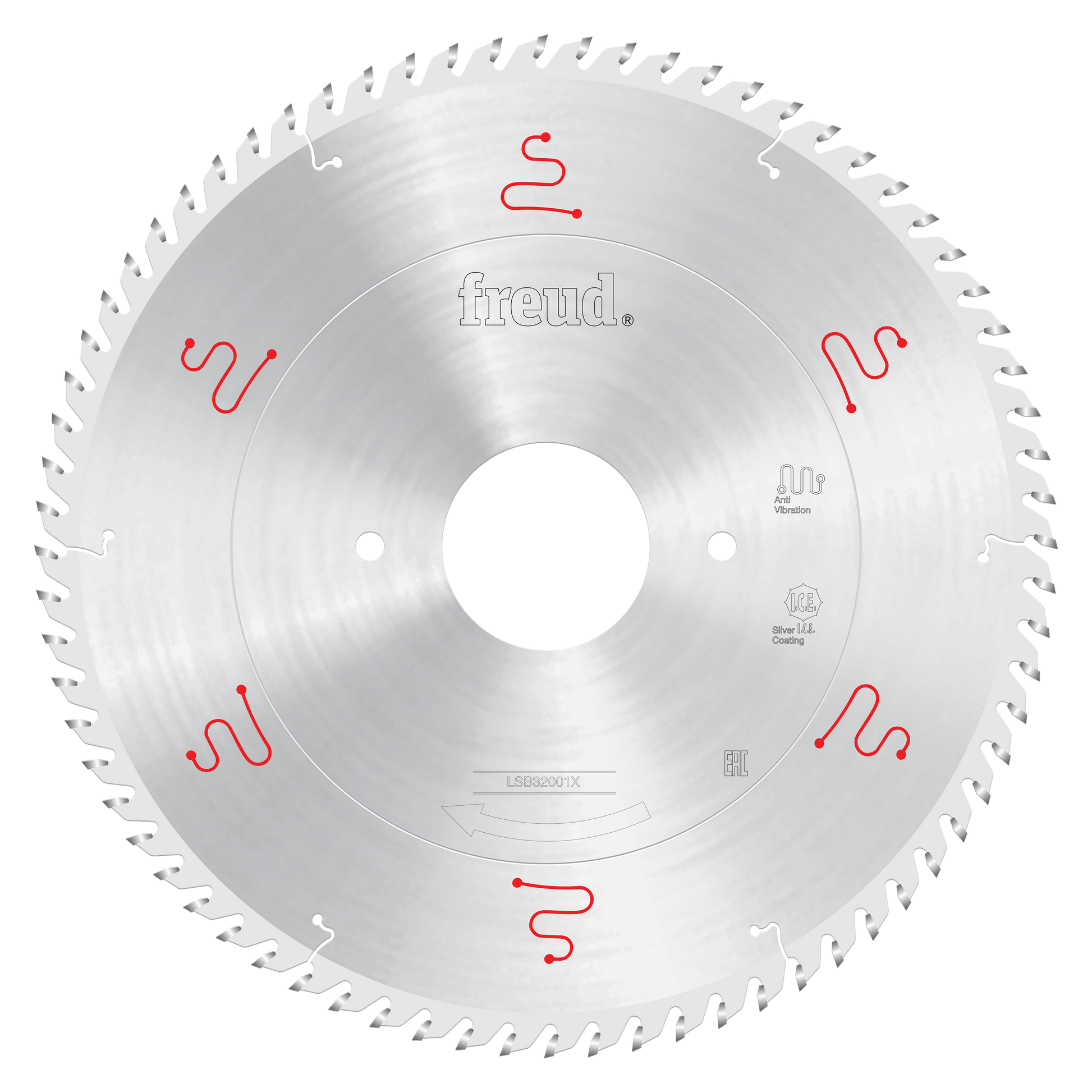 Freud 320mm circular saw blade with serrated teeth and central arbor hole for horizontal beam saw panel sizing.