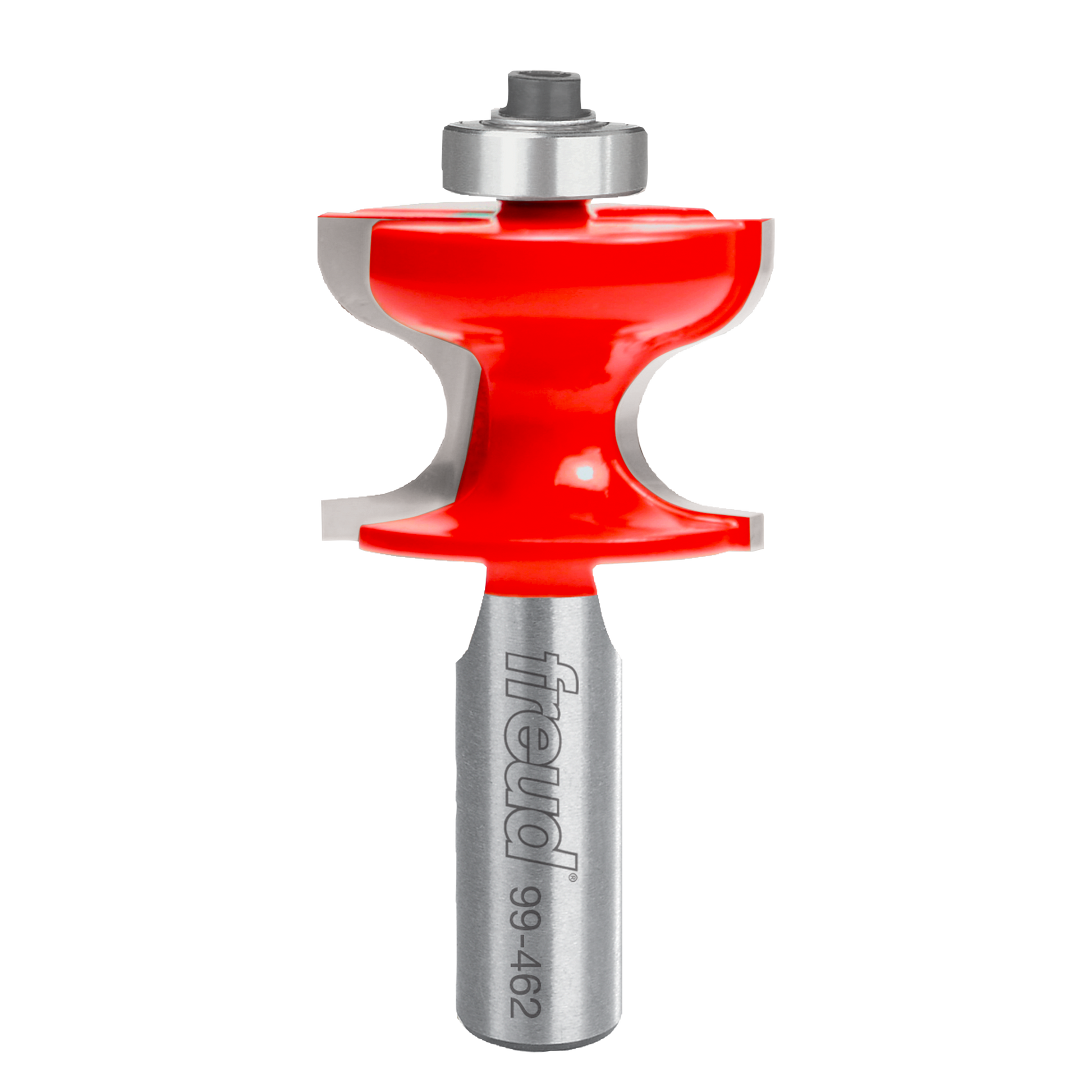 Freud 99-462 window stool bit with red cutting head and gray steel shank with model number engraved.