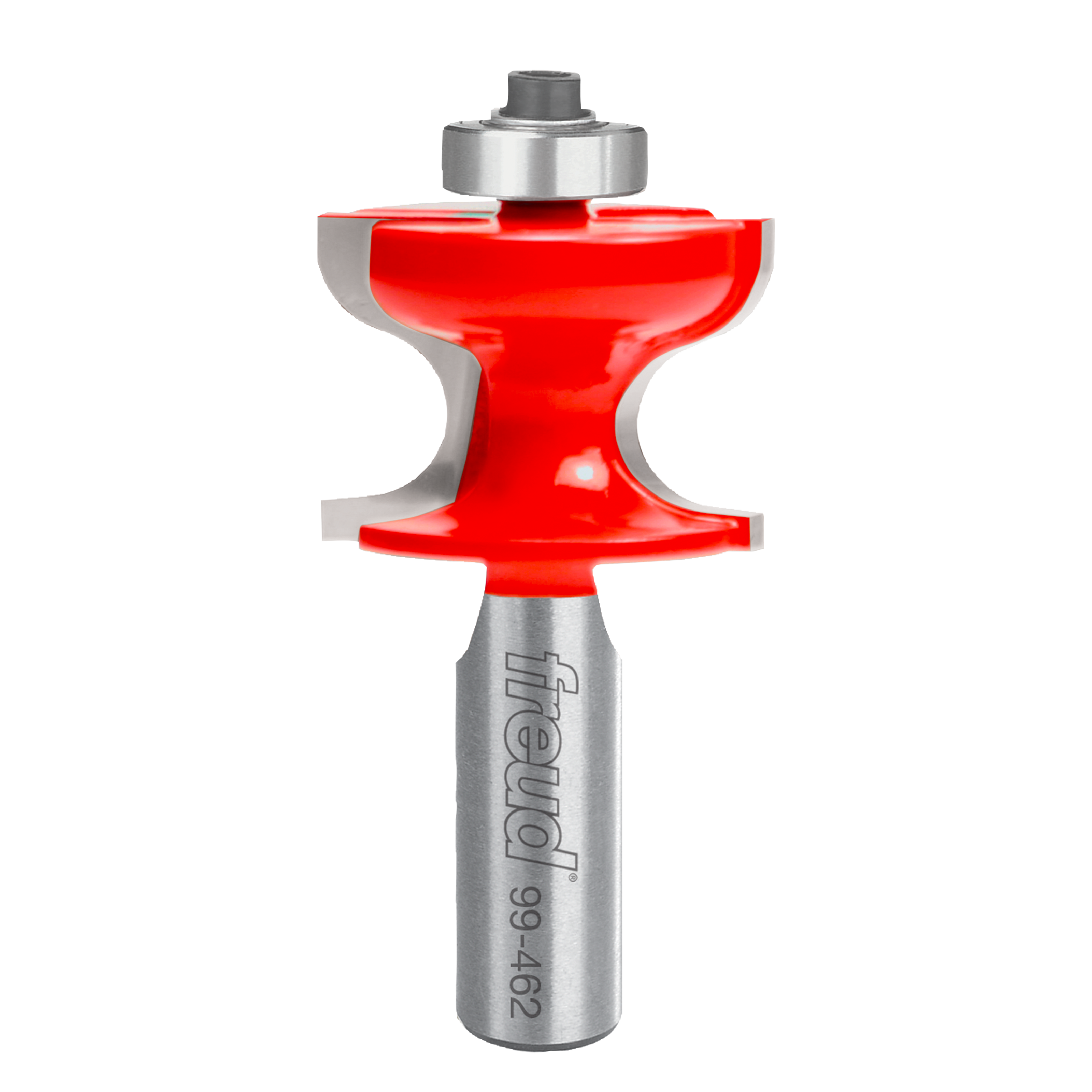 Freud 99-462 window stool bit with red cutting head and gray steel shank with model number engraved.
