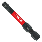 Black Diablo T30 torx drive bit with red band and marking, double-ended design.