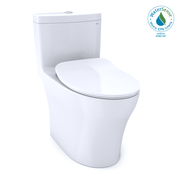 Toto Aquia IV One Piece Elongated Auto Flush Washlet+ Ready Universal Height Toilet with CEFIONTECT Dual Flush 0.9 and 1.28 GPF with SS234 SoftClose Seat in Cotton White