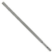 Long gray metal rebar cutter bit with fluted shaft and SDS-Plus shank at bottom end.