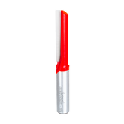 Freud 1/2" diameter single flute straight router bit with red cutting head and silver metal shank.