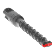SDS-Plus hammer drill bit with gray body, fluted shaft, and red flat cutting tip.