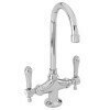 Newport Brass prep/bar faucet with curved spout and dual handles in English Bronze finish.