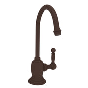 Flat black single-handle cold water dispenser with curved gooseneck spout and round base.