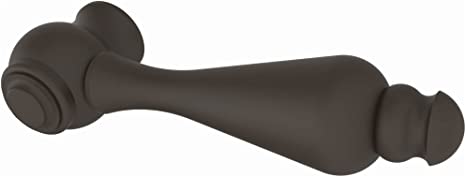 Oil rubbed bronze lever handle with decorative circular rosettes on each end.