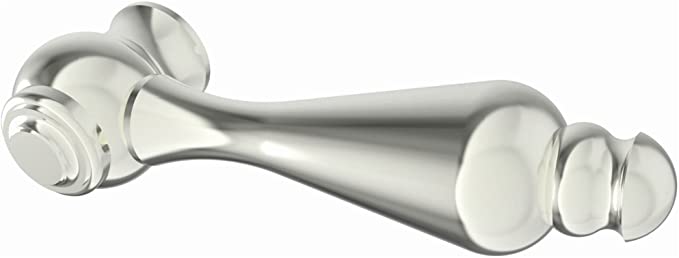 Polished nickel lever handle with cylindrical grips on each end and decorative collar details.