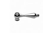 Satin nickel lever handle with tapered design and decorative collar base.